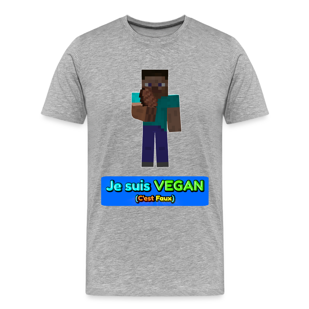 Je suis VEGAN (C'est Faux) - T-Shirt Bio - gris chiné