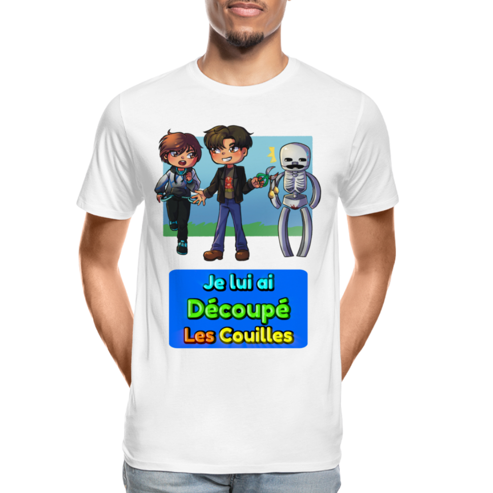 Je lui ai Découpé Les Couilles - T-Shirt Bio - blanc