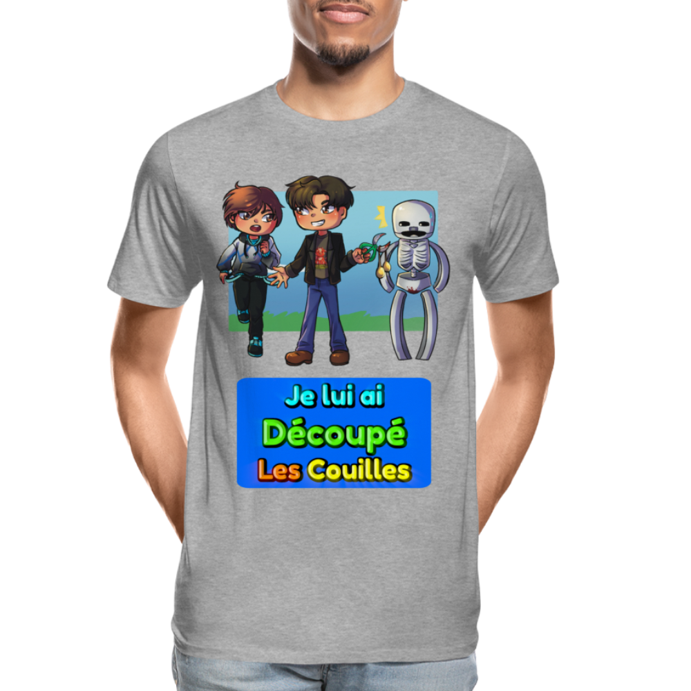 Je lui ai Découpé Les Couilles - T-Shirt Bio - gris chiné